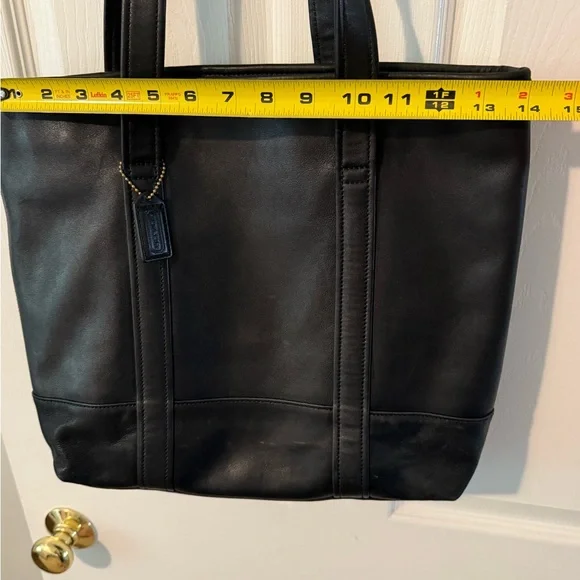 Vintage Coach Black Leather Tote Bag - Picture 8 of 9